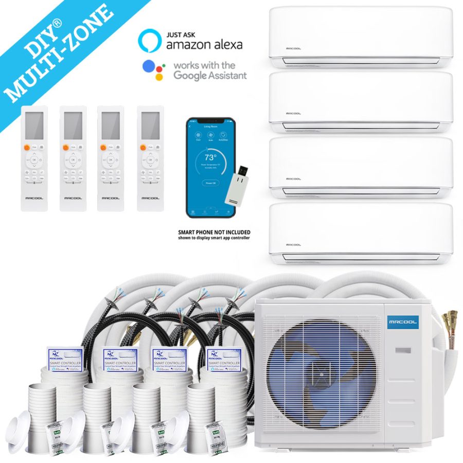 48000 BTU MRCOOL® DIY 4th Gen 4-Zone Mini Split Heat Pump System.